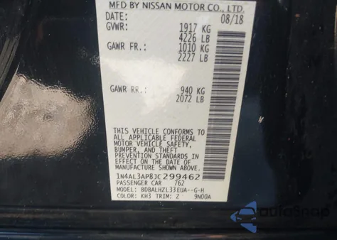 2018 Nissan Altima 2.5 Sr from USA, damaged, VIN 1N4AL3AP8JC299462
